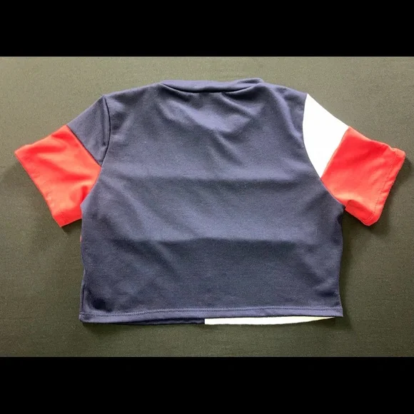 Fashion Nova red white & blue block crop t… - Picture 8 of 8